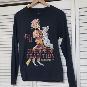 Fanatics FSU Greatest Tradition Long Sleeved Black College FB Shirt, Size Small